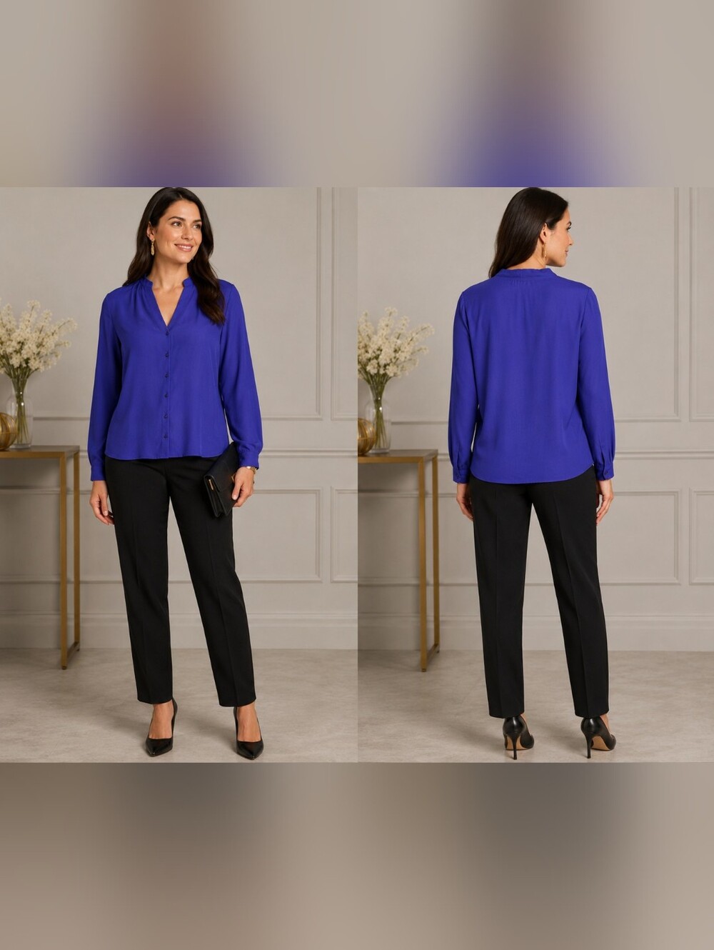 Laura & Jayne Two Collections Plus 22W Button Down Purple Blouse #W-535